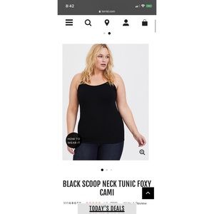 Black scoop neck tunic foxy cami